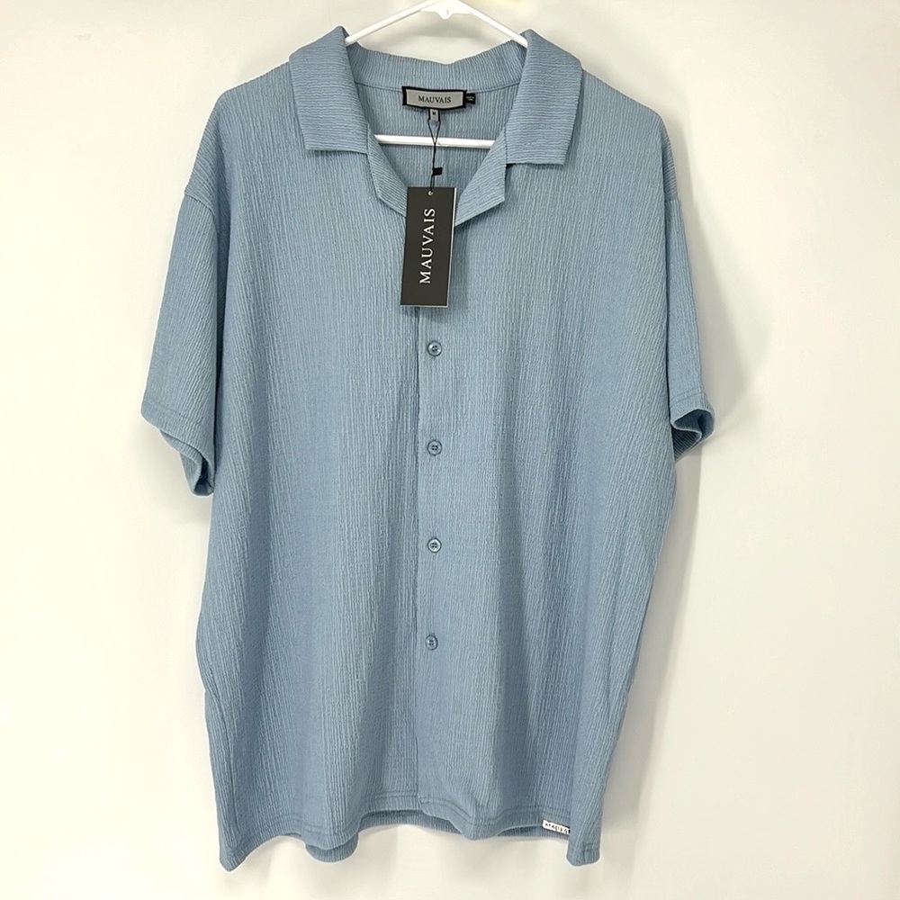 Mauvais NWT men’s blue crinkle shirt XL button down